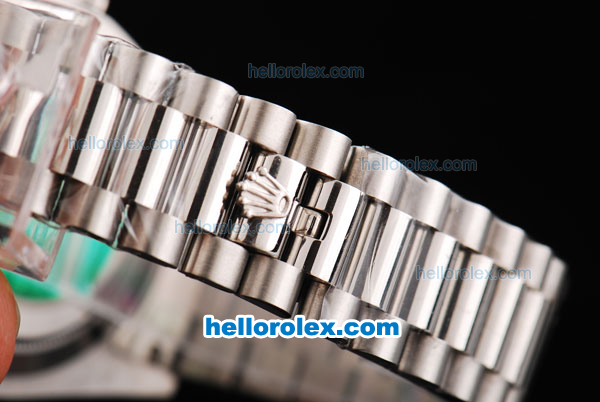 Rolex Day Date II Oyster Perpetual Automatic Movement Silver Case with Black Dial and White Stick Markers - Click Image to Close